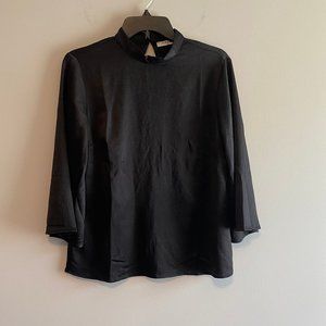 Ribbed Mock Neck Black Top